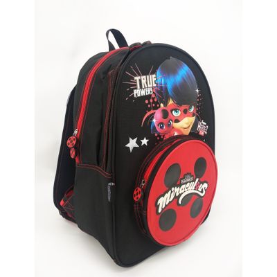 Sac a dos Miraculous 2 compartiments noir et rouge Bagtrotter Pas Cher Bureau Vallee