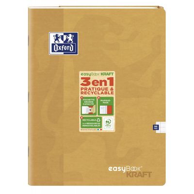 3020120165868-Oxford EasyBook Kraft - Cahier 24 x 32 cm - 96 pages - grands carreaux (Seyes) - disponible dans diffé--2