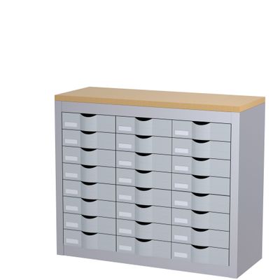 3660141020434-Meuble de rangement - 3 colonnes et 24 tiroirs - H75 x L87 x P33,5 cm - argent--0
