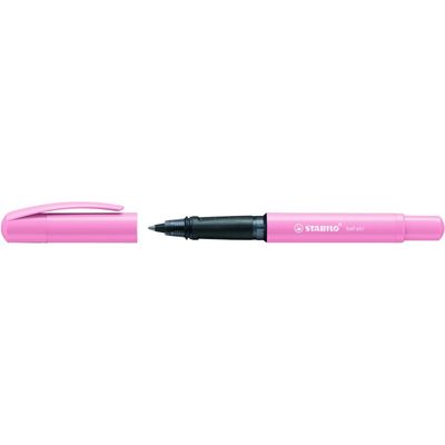 4006381538978-STABILO beFab! - Roller encre bleue - 0,5 mm - corps large - rose pastel--0