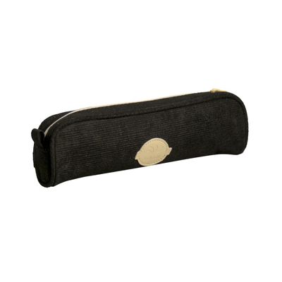 3173748246232-Trousse Velvet ovale velours - 1 compartiment - noir - Carpentras--0