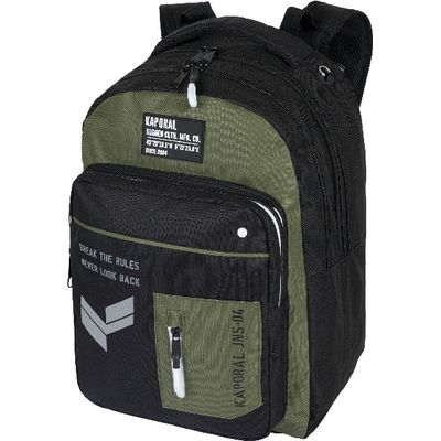 Sac a dos Kaporal 3 compartiments noir et kaki Oberthur Pas Cher Bureau Vallee