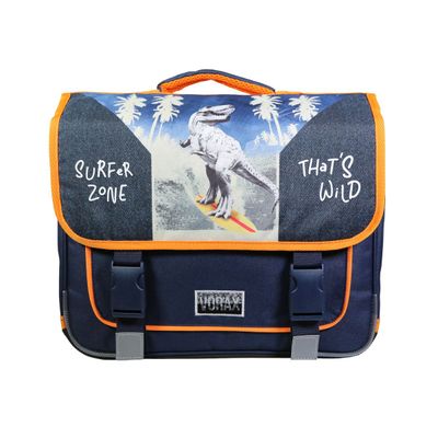 3666311010816-Cartable Vorax Dinosaure 38 cm - 2 compartiments - bleu - Bagtrotter--0