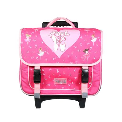 3666311010304-Cartable à roulettes Phileas Danseuses 38 cm - 2 compartiments - rose - Bagtrotter--0