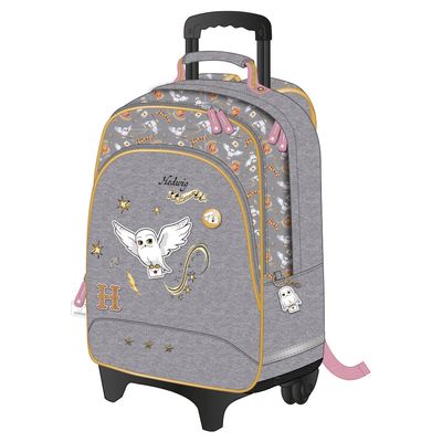 Sac a dos a roulettes Harry Potter Hedwig 2 compartiments violet pastel Kid Abord Pas Cher Martinique Bureau Vallee