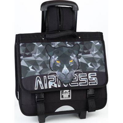 Cartable a roulettes Airness 3 compartiments 41 cm noir Hamelin