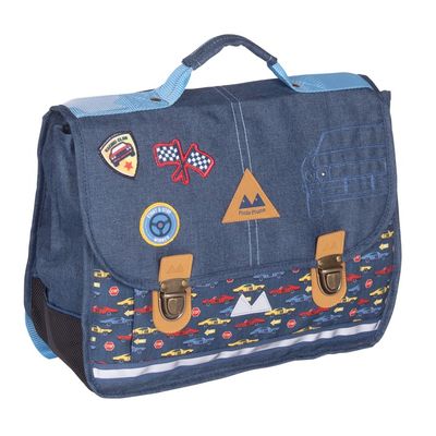 Cartable Poids Plume Vroum 38 cm 2 compartiments bleu marine Kid Abord Pas Cher Martinique Bureau Vallee