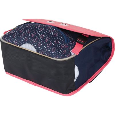 Cartable Chaton 38 cm 2 compartiments corail et marine Oberthur Pas Cher Bureau Vallee
