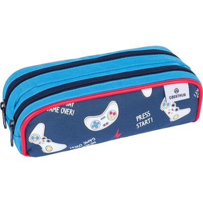 3664447148120-Trousse Les Scolaires Garçon - 2 compartiments - marine et bleu - Oberthur--0