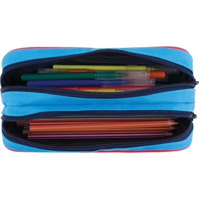 3664447148120-Trousse Les Scolaires Garçon - 2 compartiments - marine et bleu - Oberthur--2