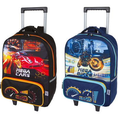 Sac a dos a roulettes Megacars Megabikes 1 compartiment marine ou noir Oberthur