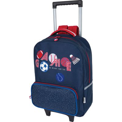 Sac a dos a roulettes OB Sport 1 compartiment marine et gris anthracite Oberthur Pas Cher Guadeloupe Bureau Vallee