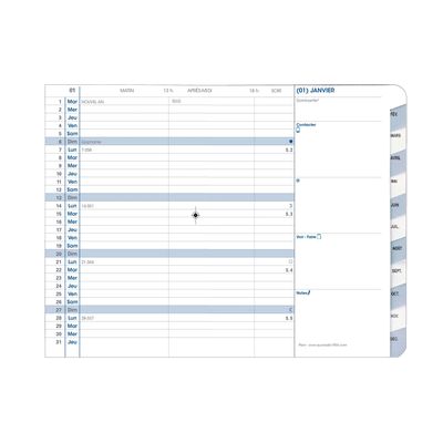 3371010481026-Agenda Impala Plain avec répertoire - 1 mois sur 1 page - 10 x 15 cm - bleu océan - Quo Vadis--1