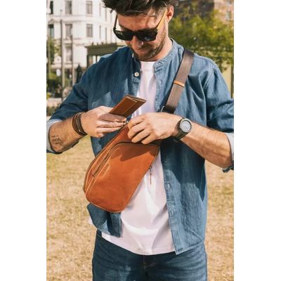 Sac bandoulière cuir cognac discount