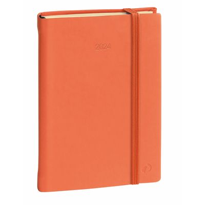 3371010500864-Agenda à élastique Silk Ministre Prestige - 1 semaine sur 2 pages - 16 x 24 cm - orange - Quo Vadis--0