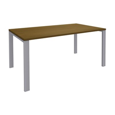3253310426986-Bureau simple IRIS - L160 cm - Pieds aluminium - plateau imitation noyer--0