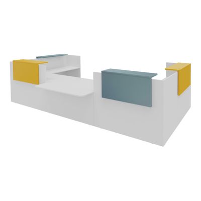 3253310542860-Banque d'accueil OLA - Ensemble composé de modules hauts(x2) + PMR + retours (x2) + tablettes (x2) jaune + (x2) bleu - L425 x P237,5--0