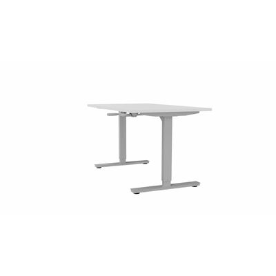 3617350004618-Bureau AXEL assis/debout - réglage par manivelle - L140 x P80 cm - plateau blanc - pieds gris--0
