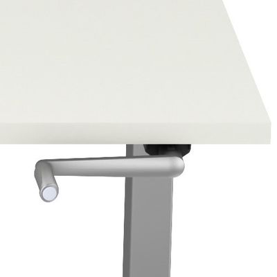 3617350004618-Bureau AXEL assis/debout - réglage par manivelle - L140 x P80 cm - plateau blanc - pieds gris--1