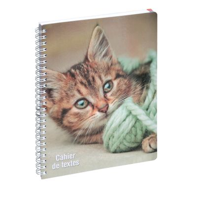 3660942084314-Cahier de textes à spirale Animaux - 17 x 22 cm - chaton - Exacompta--0