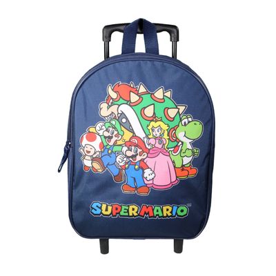 Sac maternelle a roulettes Super Mario 1 compartiment bleu Bagtrotter Pas Cher Bureau Vallee