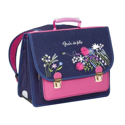 Cartable Wildflowers 38 cm 2 compartiments bleu Viquel Pas Cher Bureau Vallee