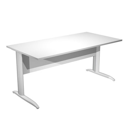 7331920000782-Bureau droit Trend - L160 - Pieds métal en L - plateau blanc - pied métal alu--0