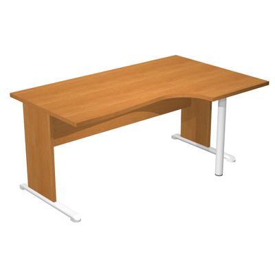 7331920001284-Bureau compact Trend - retour à droite avec pieds bois en L + pied de renfort - L160 - plateau imitati--0