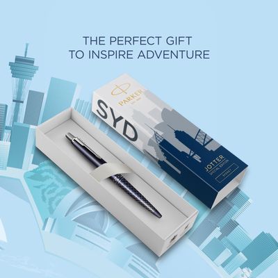 3026981981968-Parker Jotter - Stylo bille - Édition spéciale Sydney - Bleu Finition chrome - Encre Bleue - Coffret --0