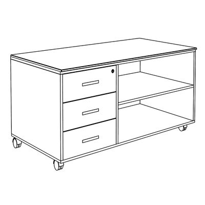 3253310544215-Console mobile KHEOPS - L120XP60XH66 cm - 3 tiroirs - structure carbone - finition imitation chêne cla--1