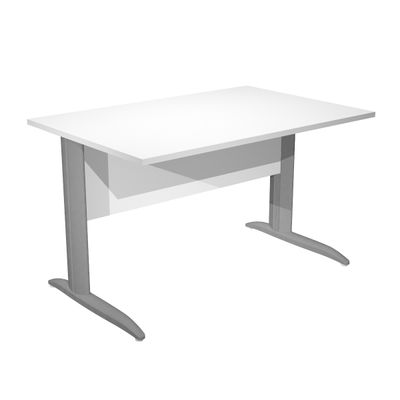 0404052255454-Bureau droit Trend - L140 - Pieds métals - plateau blanc - pied anthracite--0