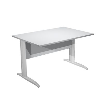 0404052255638-Bureau droit Trend - L140 - Pieds métals - plateau gris - pied effet chromé--0