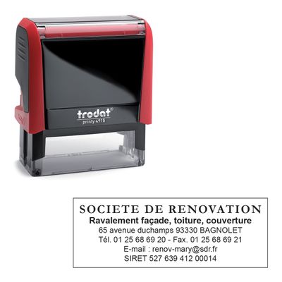 0092399532545-Tampon personnalisé avec 7 lignes de texte - zone d'impression 70 x 25 mm - Trodat Printy 4915 Rouge--1