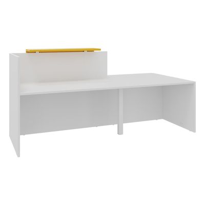 0404052435856-Banque d'accueil OLA - Ensemble composé d'un module haut + un module PMR et d'une tablette jaune curry - L242,5--1