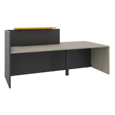 0404052435870-Banque d'accueil OLA - Ensemble composé d'un module haut + un module PMR et d'une tablette jaune curry - L222,5 cm - carbo--1