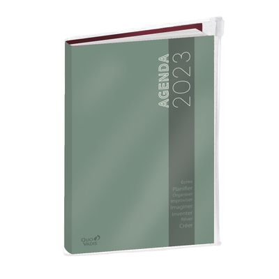 3371010482917-My Agenda avec poche Zip - 1 semaine sur 2 pages - 16 x 24 cm - vert/rouge - couverture r
