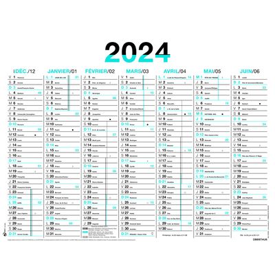 3664447154770-Calendrier Fluo - 7 mois par face - 32 x 42 cm - bleu - Oberthur-P_405149395_1-0