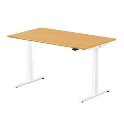 3760350282576-Bureau électrique UGO - L200x80cm - pieds blancs - plateau chêne massif-P_405156105_2-1
