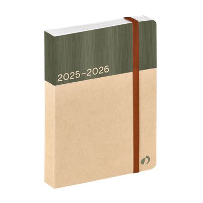 3371010533145-EUROTEXTAGENDA RECYCLÉ ML Arrakis - Kaki - 12x17 cm - avec élastique - Journalier - 12 mois d-P_405228096_1-0
