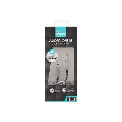 3303170084922-T'nB Music - Câble audio -  3.5 mm mâle  - 1 m - noir & blanc-P_405243283_3-2
