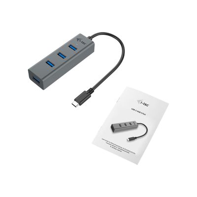 8595611702266-i-Tec USB-C 3.1 Metal HUB - Hub - 4 x SuperSpeed USB 3.0 - de bureau-Avant-3