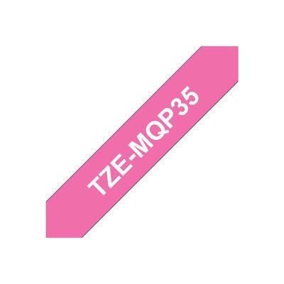 4977766698641-Brother TZeMQP35 - Ruban d'étiquettes auto-adhésives - 1 rouleau (12 mm x 5 m) - fond ros-Angle gauche-0