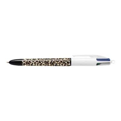 3086123420038-BIC 4 Couleurs - Stylo bille 4 couleurs - noir, rouge, bleu, vert - design leopard-Angle gauche-0