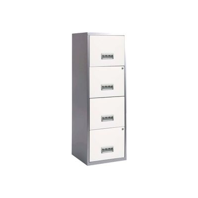 3219090954507-Classeur 4 tiroirs pour dossiers suspendus - 125,6 x 40 x 40 cm - alu/blanc-Angle gauche-0