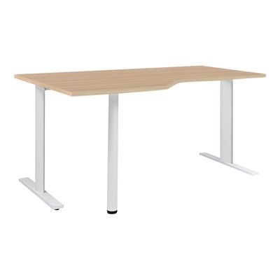 3483600857835-Bureau compact 90° à gauche YES ! - 160 cm - Pieds métal fixes - Chêne-Angle gauche-0