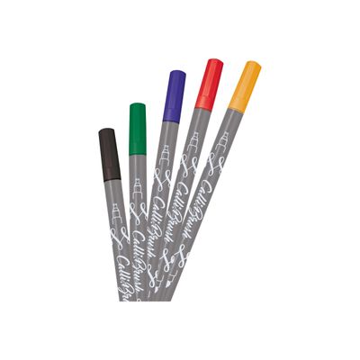 4014421190772-Online Calli.Brush Classic - 5 Feutres stylos pinceaux à double embout - couleurs classiques asso-Avant-0