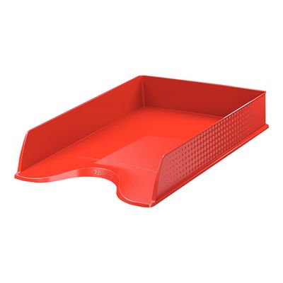 4049793018416-Esselte Fusion - Corbeille à courrier rouge opaque-Angle droit-0
