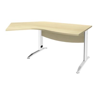 3253310150454-Bureau 135° IDRA - retour d'angle à gauche - L180 cm - Pieds blanc - plateau imitation Er-P_79408674_1-0