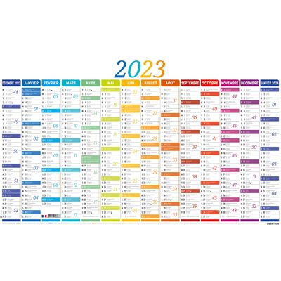 3664447118369-Oberthur Nuance - Calendrier 14 mois par face - planisphère au verso - 41 x 67 cm-P_79408776_1-0