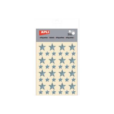8410782118077-Apli - 3 feuilles gommettes étoile - hologramme argenté-P_79413776_1-0